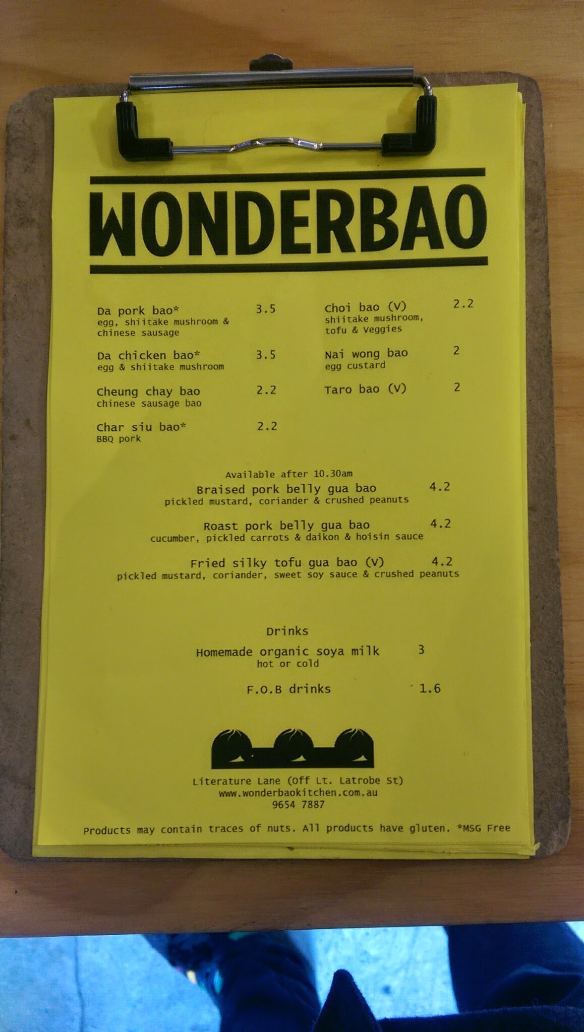 Wonderbao menu 2014